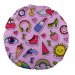 Fashion-patch-set Large 18  Premium Round Cushions by Wegoenart