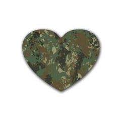 Camouflage-splatters-background Rubber Heart Coaster (4 Pack) by Wegoenart