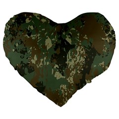 Camouflage-splatters-background Large 19  Premium Heart Shape Cushions by Wegoenart