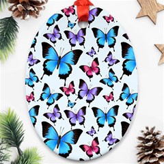 Decorative-festive-trendy-colorful-butterflies-seamless-pattern-vector-illustration Oval Ornament (two Sides) by Wegoenart