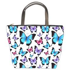 Decorative-festive-trendy-colorful-butterflies-seamless-pattern-vector-illustration Bucket Bag by Wegoenart