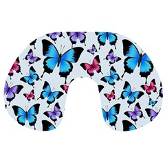 Decorative-festive-trendy-colorful-butterflies-seamless-pattern-vector-illustration Travel Neck Pillow by Wegoenart