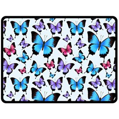 Decorative-festive-trendy-colorful-butterflies-seamless-pattern-vector-illustration Double Sided Fleece Blanket (large)  by Wegoenart