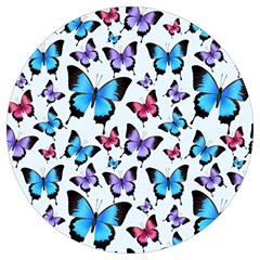 Decorative-festive-trendy-colorful-butterflies-seamless-pattern-vector-illustration Round Trivet by Wegoenart