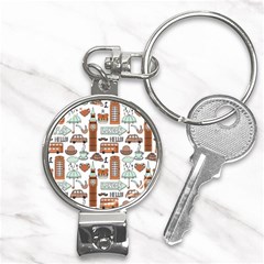 Seamless-pattern-with-london-elements-landmarks Nail Clippers Key Chain