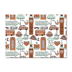 Seamless-pattern-with-london-elements-landmarks Sticker A4 (10 Pack) by Wegoenart