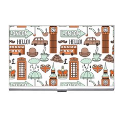 Seamless-pattern-with-london-elements-landmarks Business Card Holder by Wegoenart