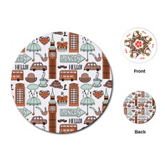 Seamless-pattern-with-london-elements-landmarks Playing Cards Single Design (round) by Wegoenart