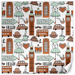 Seamless-pattern-with-london-elements-landmarks Canvas 16  X 16 