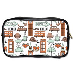 Seamless-pattern-with-london-elements-landmarks Toiletries Bag (two Sides) by Wegoenart