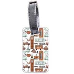 Seamless-pattern-with-london-elements-landmarks Luggage Tag (two Sides) by Wegoenart