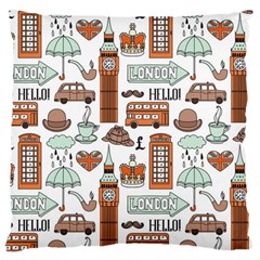 Seamless-pattern-with-london-elements-landmarks Large Cushion Case (two Sides) by Wegoenart