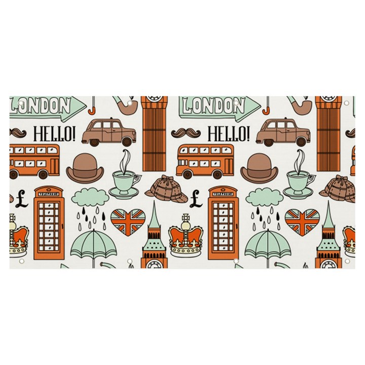 Seamless-pattern-with-london-elements-landmarks Banner and Sign 8  x 4 