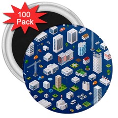 Isometric-seamless-pattern-megapolis 3  Magnets (100 Pack) by Wegoenart