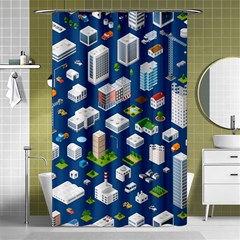 Isometric-seamless-pattern-megapolis Shower Curtain 48  X 72  (small)  by Wegoenart