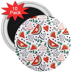 Seamless-vector-pattern-with-watermelons-mint 3  Magnets (10 Pack)  by Wegoenart