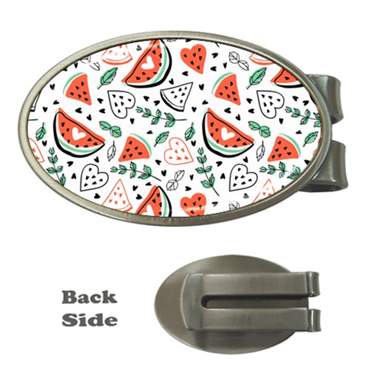 Seamless-vector-pattern-with-watermelons-mint Money Clips (Oval) 