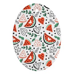 Seamless-vector-pattern-with-watermelons-mint Oval Ornament (two Sides) by Wegoenart