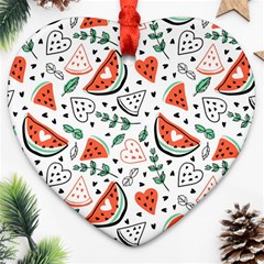 Seamless-vector-pattern-with-watermelons-mint Heart Ornament (two Sides) by Wegoenart