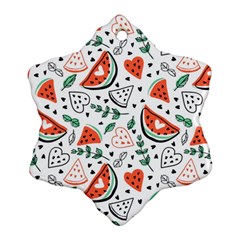 Seamless-vector-pattern-with-watermelons-mint Snowflake Ornament (two Sides) by Wegoenart