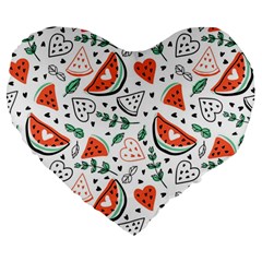 Seamless-vector-pattern-with-watermelons-mint Large 19  Premium Heart Shape Cushions by Wegoenart