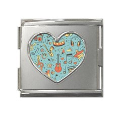 Seamless-pattern-musical-instruments-notes-headphones-player Mega Link Heart Italian Charm (18mm)