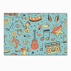 Seamless-pattern-musical-instruments-notes-headphones-player Postcards 5  X 7  (pkg Of 10) by Wegoenart