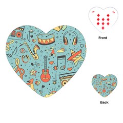 Seamless-pattern-musical-instruments-notes-headphones-player Playing Cards Single Design (heart) by Wegoenart