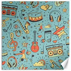 Seamless-pattern-musical-instruments-notes-headphones-player Canvas 16  X 16  by Wegoenart