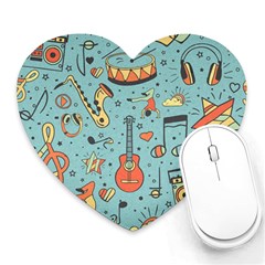 Seamless-pattern-musical-instruments-notes-headphones-player Heart Mousepad by Wegoenart