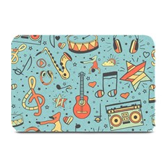 Seamless-pattern-musical-instruments-notes-headphones-player Plate Mats by Wegoenart