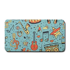 Seamless-pattern-musical-instruments-notes-headphones-player Medium Bar Mat by Wegoenart