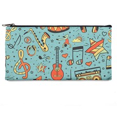 Seamless-pattern-musical-instruments-notes-headphones-player Pencil Case by Wegoenart