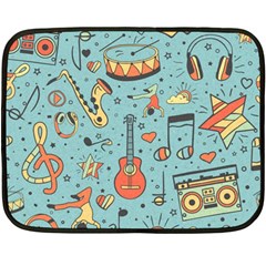 Seamless-pattern-musical-instruments-notes-headphones-player Double Sided Fleece Blanket (mini)  by Wegoenart