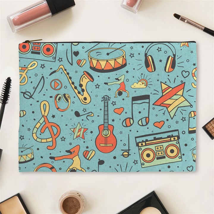 Seamless-pattern-musical-instruments-notes-headphones-player Cosmetic Bag (XL)