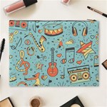 Seamless-pattern-musical-instruments-notes-headphones-player Cosmetic Bag (XL) Back