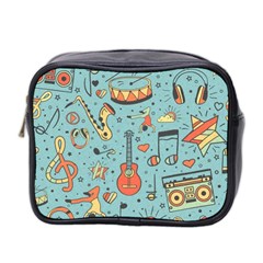 Seamless-pattern-musical-instruments-notes-headphones-player Mini Toiletries Bag (two Sides) by Wegoenart