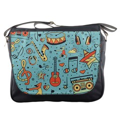 Seamless-pattern-musical-instruments-notes-headphones-player Messenger Bag by Wegoenart