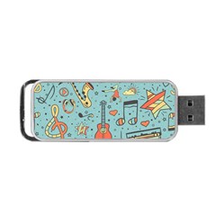 Seamless-pattern-musical-instruments-notes-headphones-player Portable Usb Flash (one Side) by Wegoenart