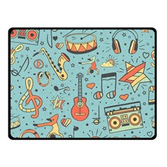 Seamless-pattern-musical-instruments-notes-headphones-player Double Sided Fleece Blanket (small)  by Wegoenart