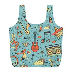 Seamless-pattern-musical-instruments-notes-headphones-player Full Print Recycle Bag (l) by Wegoenart