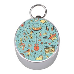 Seamless-pattern-musical-instruments-notes-headphones-player Mini Silver Compasses by Wegoenart