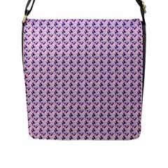 Purple Design Flap Closure Messenger Bag (l) by designsbymallika