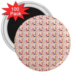 Orange Pattern 3  Magnets (100 Pack) by designsbymallika