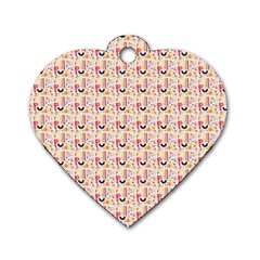 Orange Pattern Dog Tag Heart (two Sides) by designsbymallika