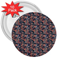 Paisley Pattern 3  Buttons (10 pack) 