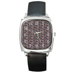 Paisley Pattern Square Metal Watch