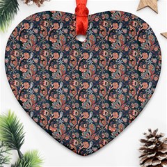 Paisley Pattern Heart Ornament (Two Sides)