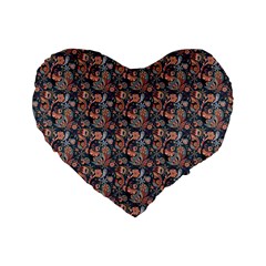 Paisley Pattern Standard 16  Premium Heart Shape Cushions