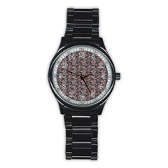 Paisley Pattern Stainless Steel Round Watch